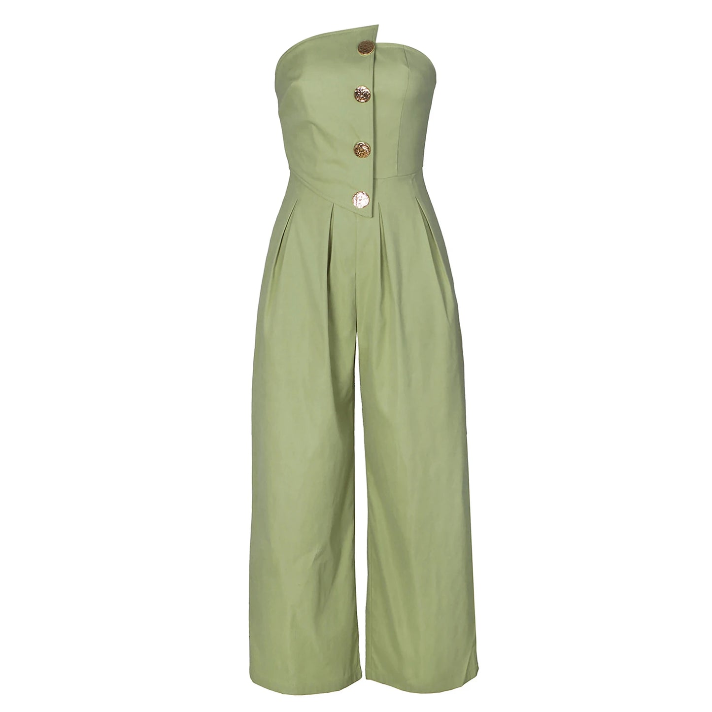 Tube Jumpsuit Women Strapless Sleeveless Rompers Wide Leg High Waist Jumpsuits Solid Color Summer Party Commute Outfits Clothes.