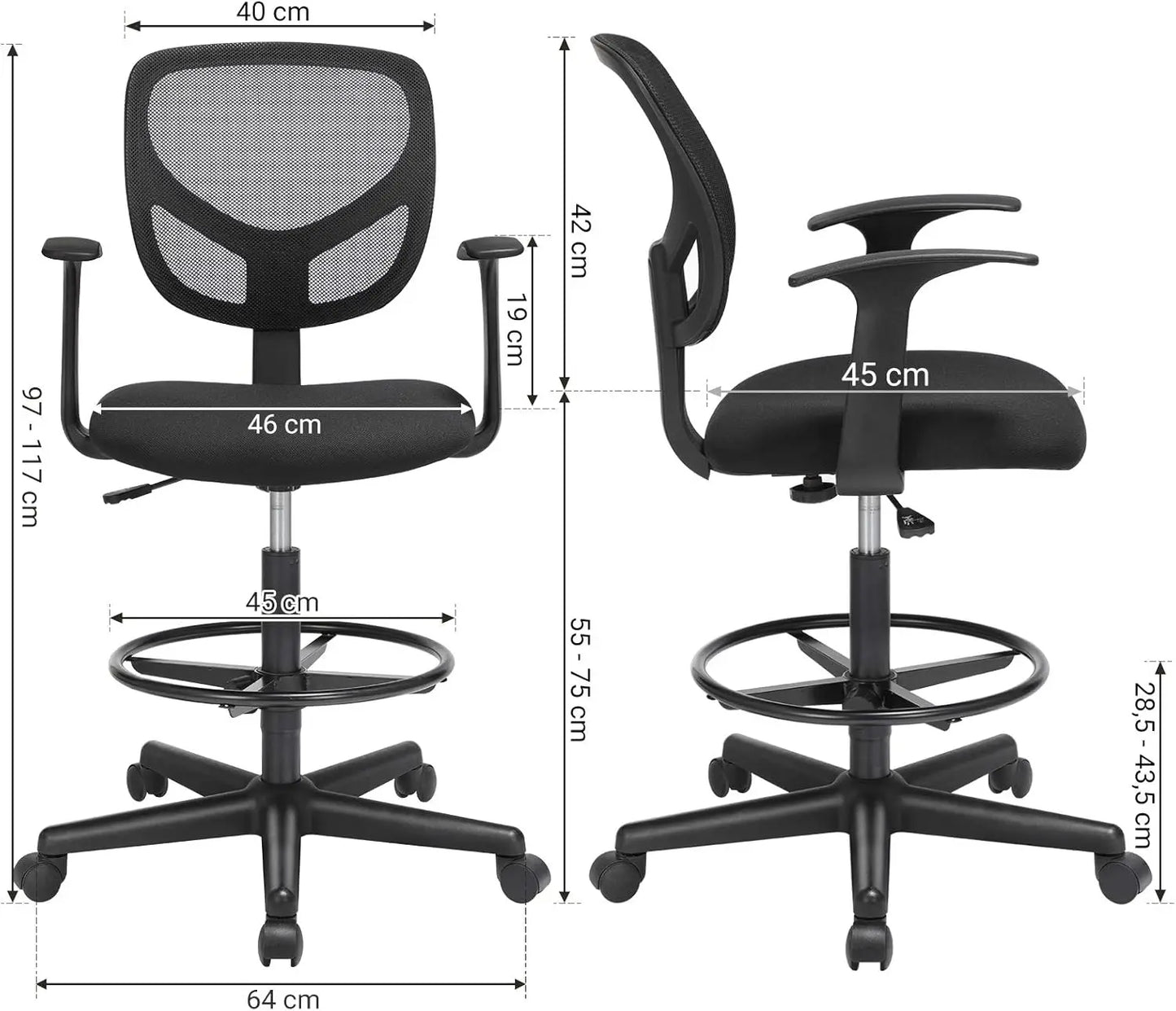 SONGMICS Chefsessel, ergonomisch, höhenverstellbare Fußstütze