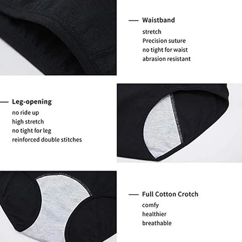 5pcs Teen Girl's Cotton Menstrual Period Panties Pack of Multipack Women Leak-Proof Protective Underwear Briefs.