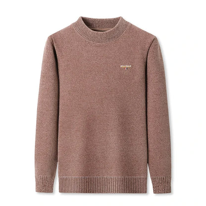 Luxury high-end round neck sweater men's winter trend brand embroidered Korean version casual plush warm thick knitted pullover.