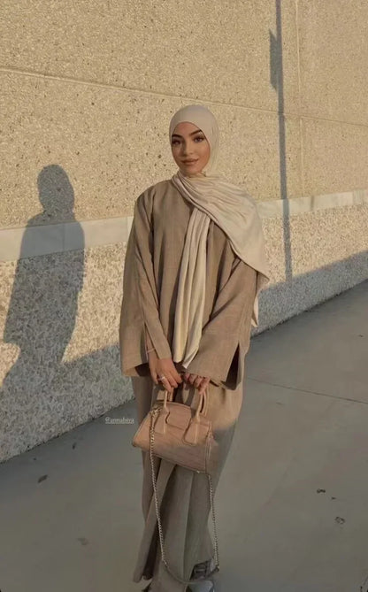 Plain Linen Closed Abaya Dubai Luxury Muslim Hijab Dress Turkey Casual African Dresses Abayas for Women Ramadan Eid Islam Kaftan.