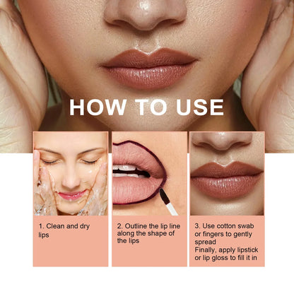 Waterproof Lip Liner Peel Off Tattoo Lipgloss Waterproof Long Lasting Matte Lip Tint Brown Contour Tear-off Lips Stain Cosmetic.