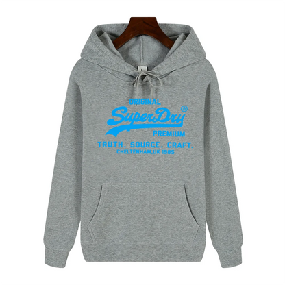 SUPERDRY Brand Men's Autumn and Winter Fashion Casual Hooded Sweatshirt Street Hip-hop Retro Sweatshirt Sports Men's Hoodie.