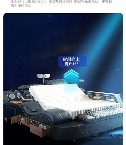 Nordic Multifunktions Doppelbett Seite Von Seite Leder Luxus Kingsize Bett Rahmen Plattform Holz Design Lit Schlafzimmer Set Möbel