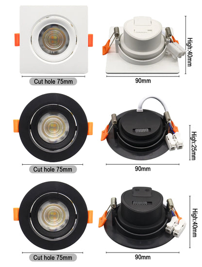 10 stücke CCT Spot Downlight Einbau LED Decke Licht 3 Farbe Eingestellt AC100-240V Zifferblatt Schalter 3000 K/4000 K/6500 K Innen Beleuchtung.