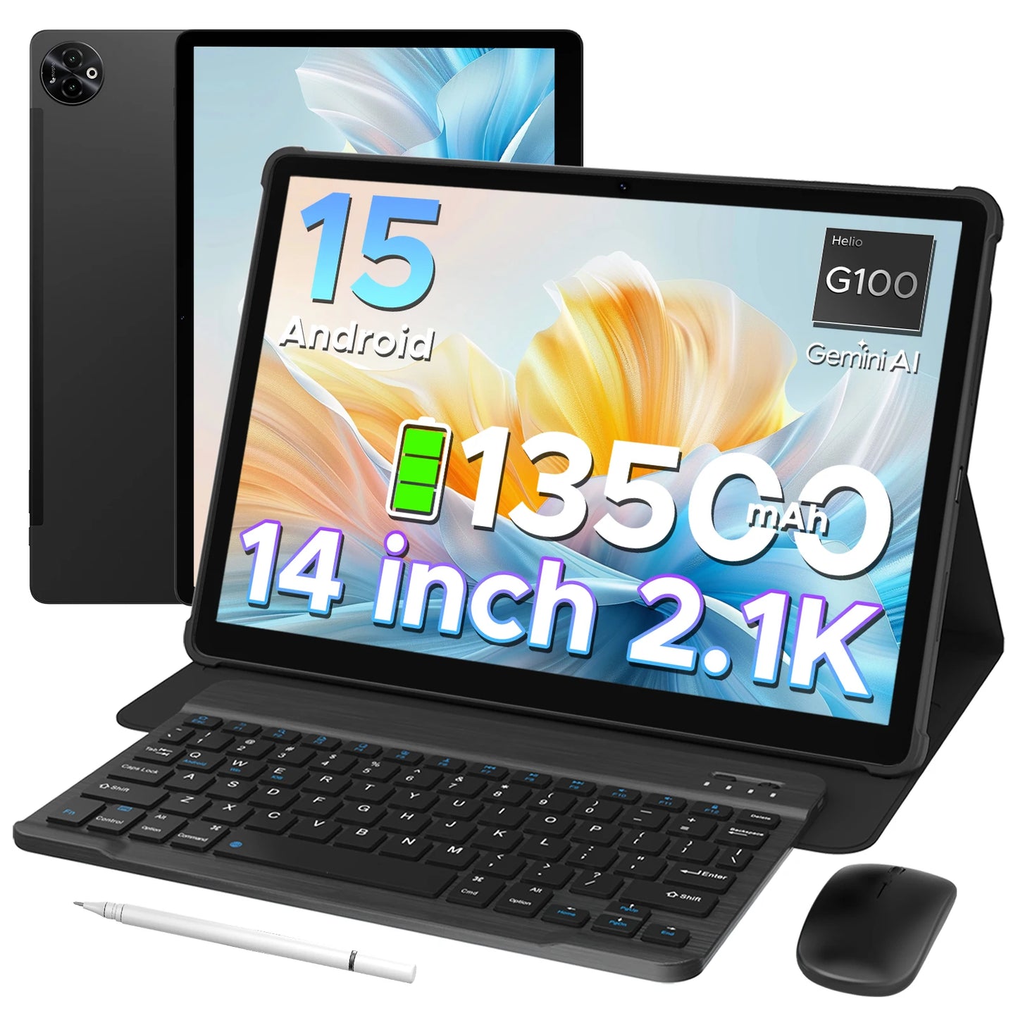 DOOGEE Tab E3 Max Tablet PC Android 15 Gemini AI Quad Speakers 14'' 2.1K Display 32GB(8+24) RAM 256GB ROM 13500mAh Battery Pad.