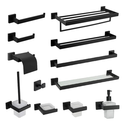 Schwarz Bad zubehör Edelstahl Set Wandre gal Handtuch halter Handtuch halter Taschentuch halter Kleider haken Toiletten bürste Anhänger