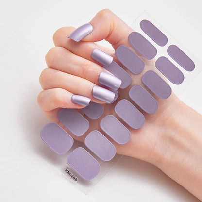 Glitter Gradient Full Cover Nail Art Stickers Fashion Silver Purple Nail Polish Strips DIY Waterproof Nail Foil Sticker Manicur