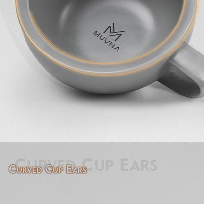 MUVNA Coffee and tea tools Cups 280ml/for Latte,Hot Tea,Cappuccino,Mocha,Cocoa,White/Cup and Saucer Set/Ceramic Latte Coffee Cup.