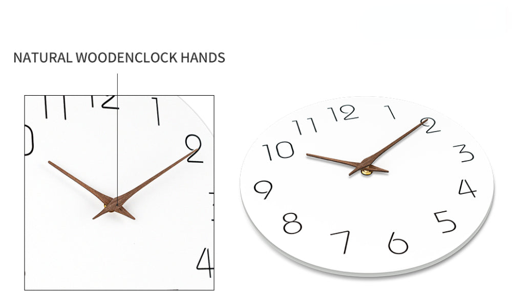 Wanduhr, 30,5 cm, geräuschlos, nicht tickend, Holz-Wanduhren, batteriebetrieben, Holz, weiß, modern, schlicht, minimalistisch, hängende Wanduhr