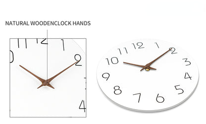 Wanduhr, 30,5 cm, geräuschlos, nicht tickend, Holz-Wanduhren, batteriebetrieben, Holz, weiß, modern, schlicht, minimalistisch, hängende Wanduhr
