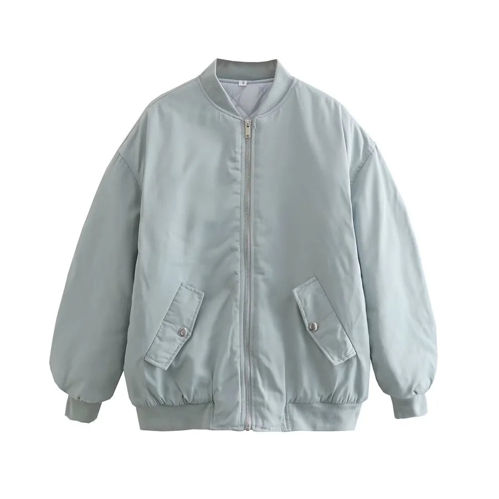 UNIZERA2023 Herbst und Winter Neue frauen Mode Stil Stehkragen Solide Lose Fit Flieger Jacke Baumwolle Mantel