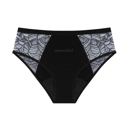 Moonful Women's Menstrual Panties High Waist Leak Proof 4 Layer Breathable Lace Period Underwear Girls Absorbent Brief