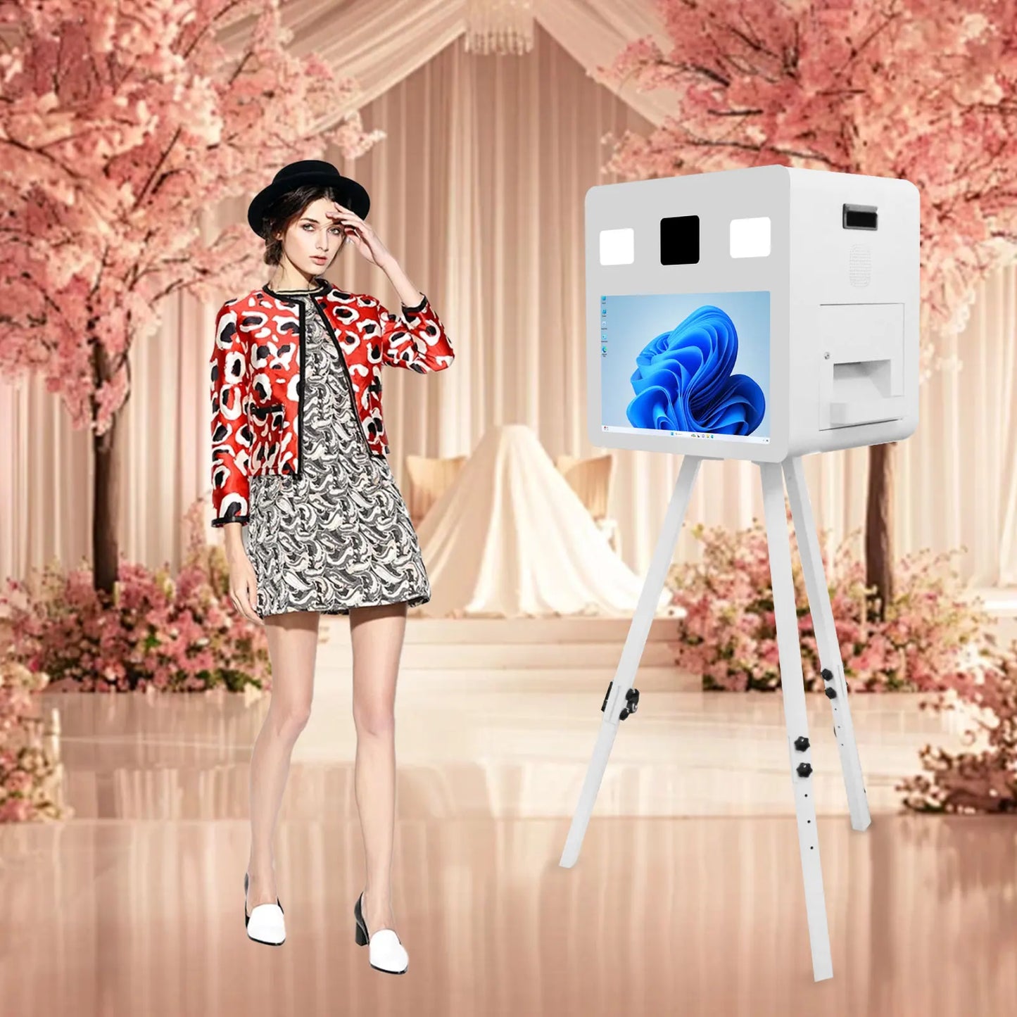 Camera Touch Screen Dslr Photo Booth Portable  21.5 Inch Selfie Photo booth Machine DSLR Booth for Wedding Party.