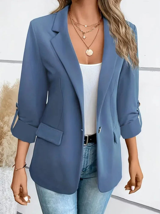 Frauen S-2XL Größe Pendler Neue Stil Langarm Mantel Mode Strickjacke Kleinen Anzug Elegante Einfarbig Casual frauen Anzug tops