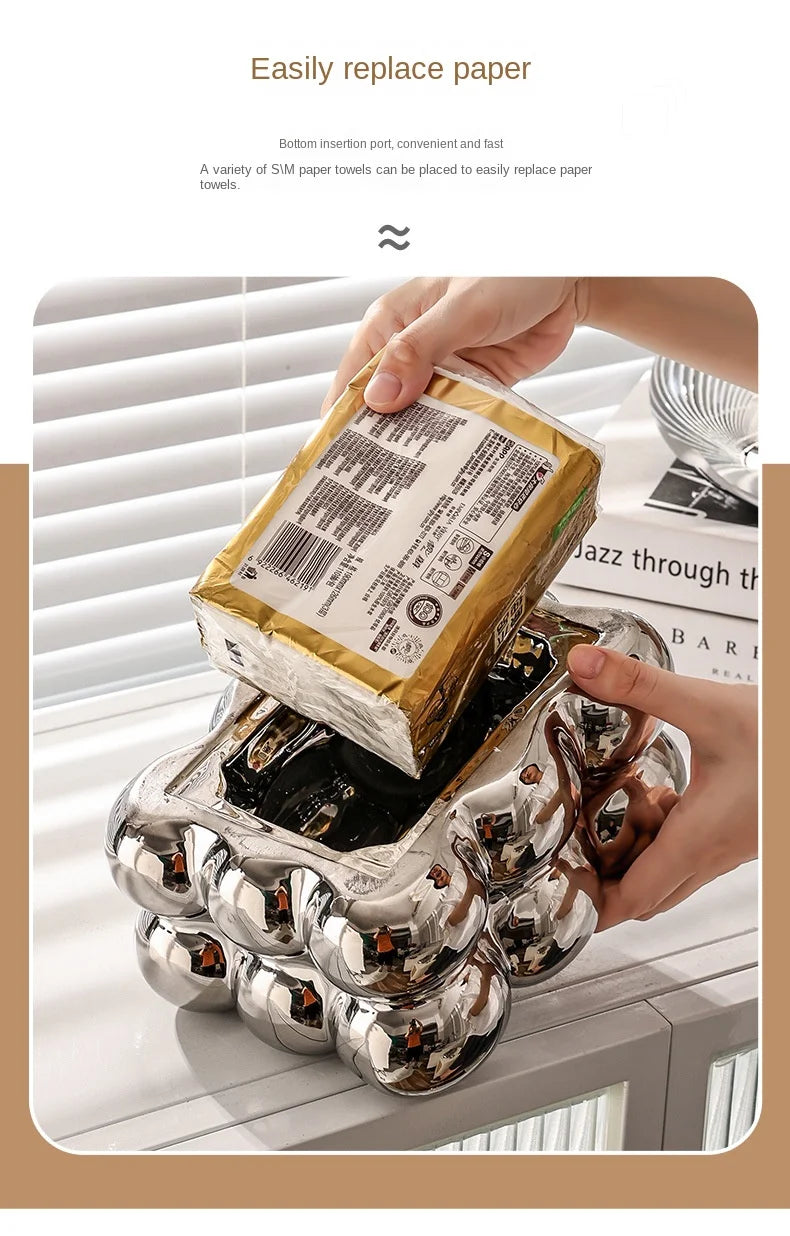 Cotton Candy Drawer Tissue Box Ceramic Light Luxury Home Living Room Creative Table Tissue Box Modern Ceramics Tissue Case.