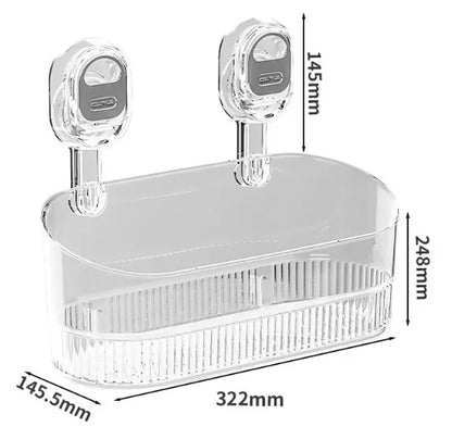 Saugnapf-Aufbewahrungsregal für Badezimmer, stanzfreie, an der Wand montierte Aufbewahrungsbox, kann abnehmbar werden, leerer Aufbewahrungskorb für Toilettenspüle