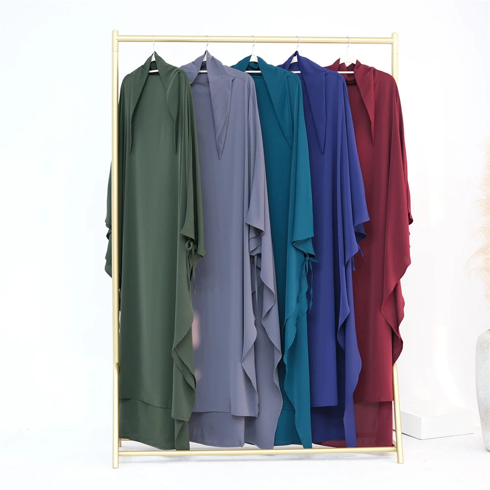 Ramadan Eid Khimar Abaya Dubai Turkey Islam Muslim Maxi Hijab Dress Nida Prayer Clothes For Women Kebaya Robe Femme Musulmane