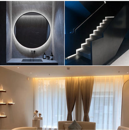 Waterproof COB LED Strip Lights 24V Flexible Neon Light Black Silicone Tube Linear Dimmable Lighting with Touch Sensor Switch.