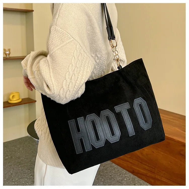 Solid Color Shoulder Bag, Trendy Letters Tote Bag, Canvas Campus Handbag for Women, Office,College,Work,Travel Hand Bags Bolsa.