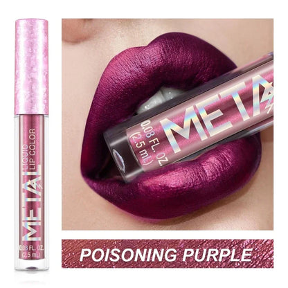 Metallic No-stick Cup Lip Gloss Glitter Matte Moisturizing Waterproof Long Lasting Lip Glaze Liquid Lipstick Lip Makeup Cosmetic.
