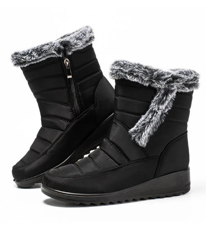 Women's Boots Super Warm Fur Botas Mujer 2025 Snow Boots Low Heels Winter Shoes Woman Black Rubber Winter Boots Women Footwear.