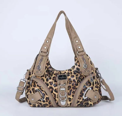 Angelkiss Women Handbags Leopard Shoulder Bag Top-handle Handbag Fashion Satchel Dumpling Shoulder Bag Tote Hobos Large Purse