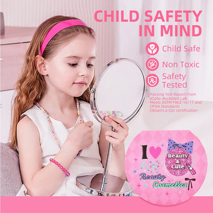 Princess Make Up Box Play House Toy Girls, Eye Shadow Makeup Cosmetics Handbag, Birthday Christmas Gift for Kids Party Cosplay.