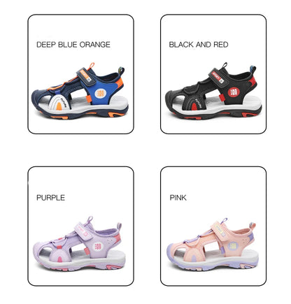 Summer Beach Water Children Sandals Fashion Shoes Outdoor Non-slip Soft Bottom Shading Leather Boys Comfortable Shoes Girls.