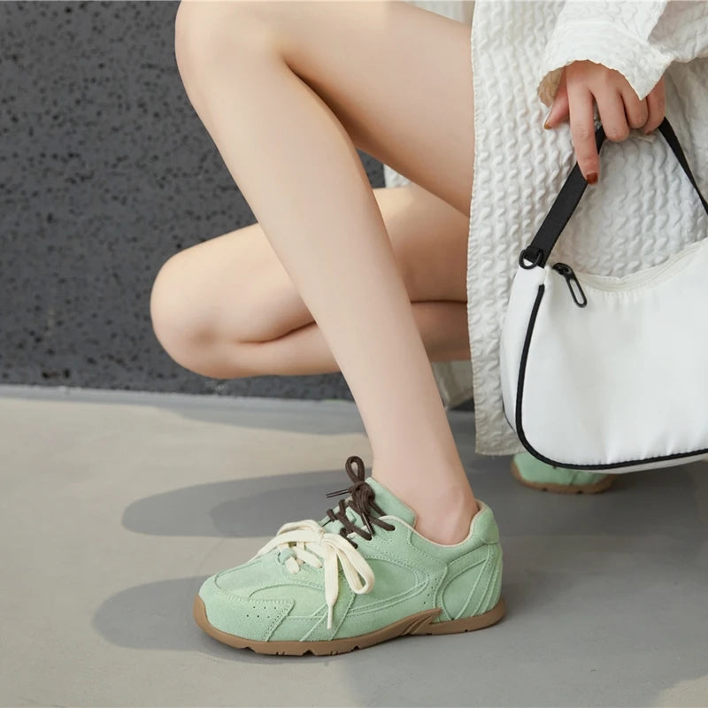 AIYUQI Women Sneakers New Genuine Leather Retro German Training Shoes Women Winter Velvet Fur Flat Casual Shoes Women.