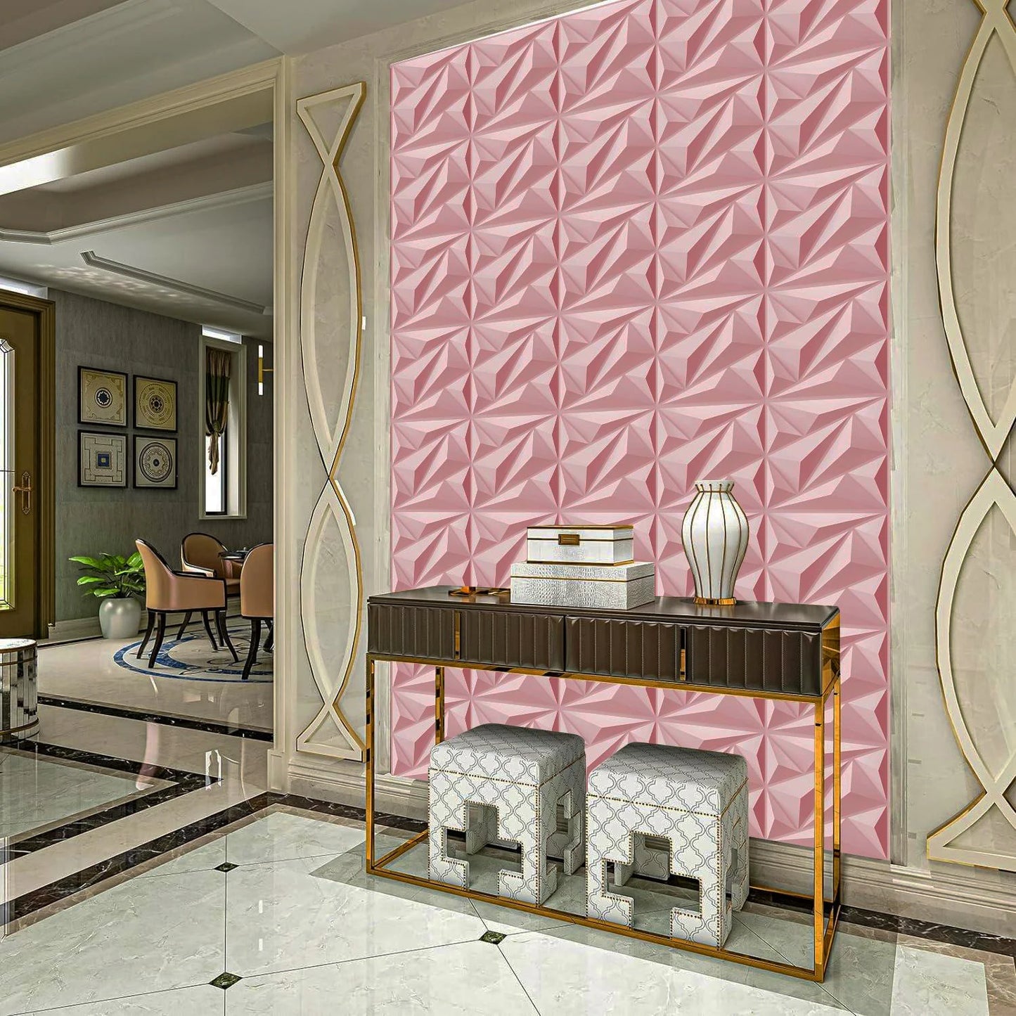 KUUJOJO 3D textured wall panel for indoor wall decoration, suitable for living room, hall, bedroom, hotel, office, send tape