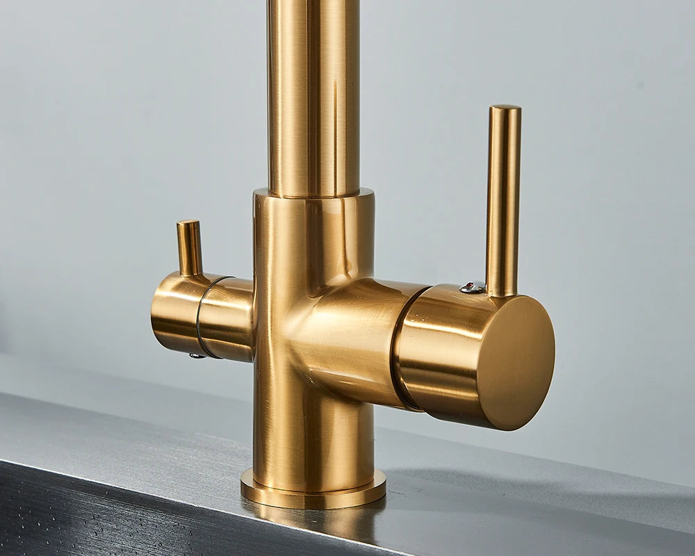 Black Filtered Kitchen Water Filter Kitchen Faucets Dual Spout Filter Faucet Mixer Water Purification Water Crane For Kitchen