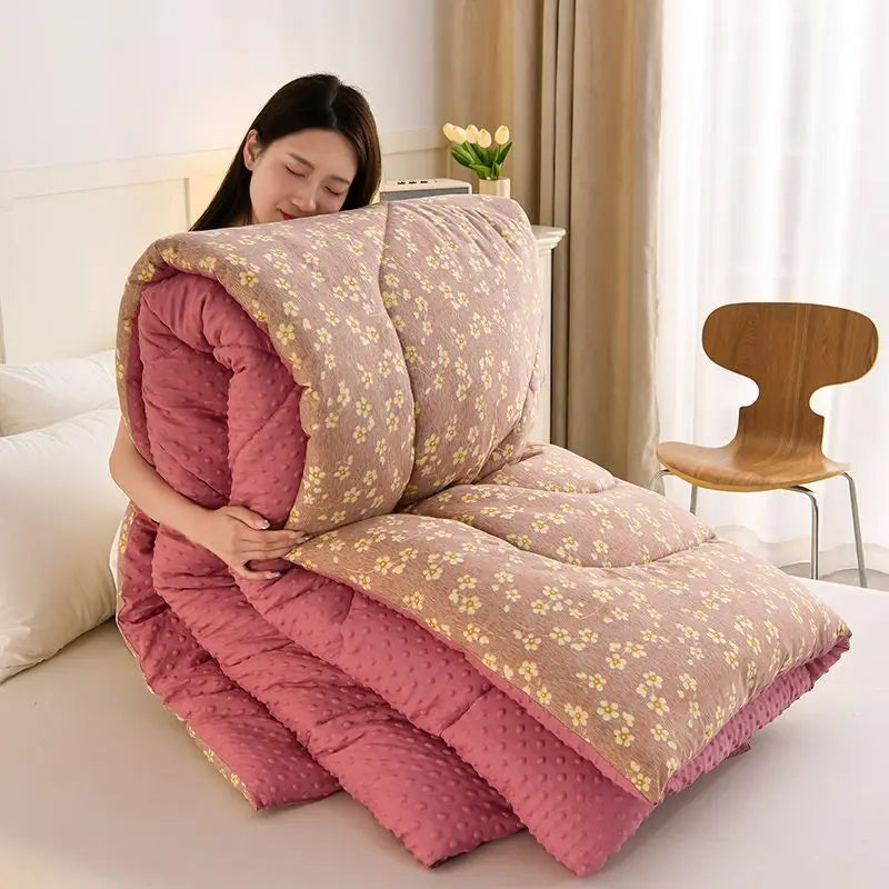 Thickened warm Doudou quilt spring and autumn quilt winter velvet thickened washed Doudou yarn double quilt core.