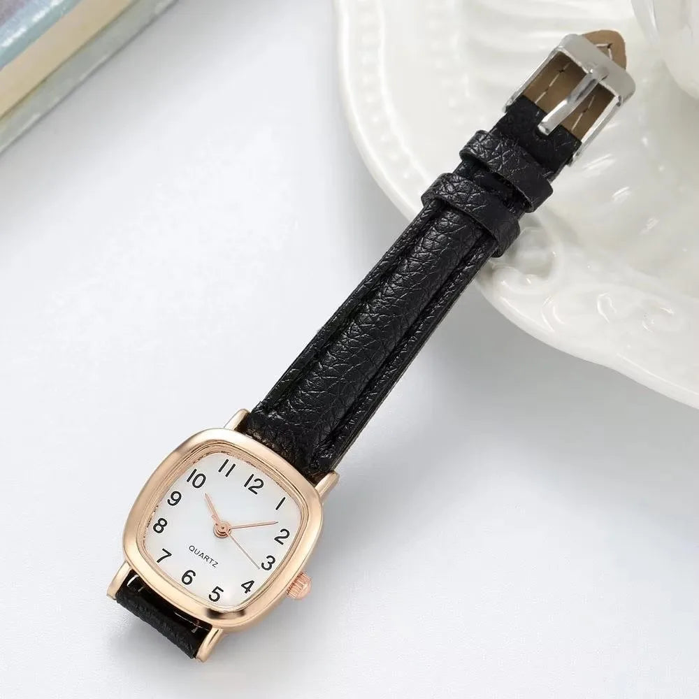 Kegllect Square Women Simple Small Dial Student Watches Vintage Belt Quartz Wristwatch.