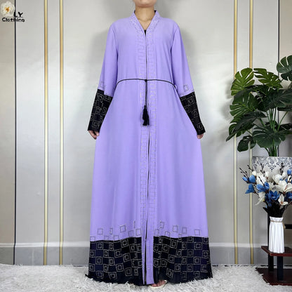 2024 For Women Elegant Dresses Dubai Party Outfits Long Sleeved Chiffon Dashiki Muslim Women Robe Open African Abaya Clothing.