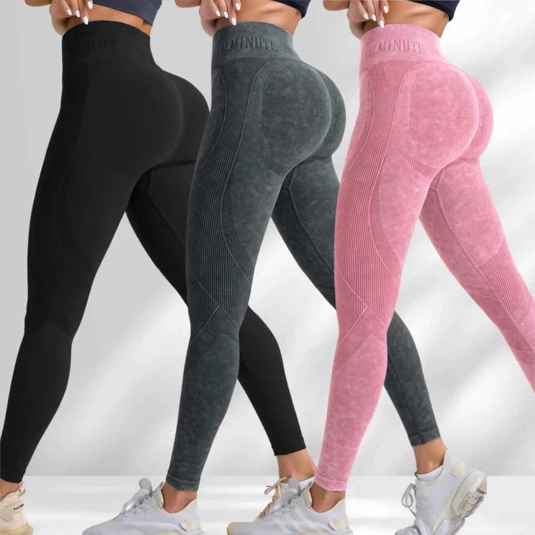 Women Seamless Gym High Waist Yoga Pants Hip Lifting Outdoor Sports Tight Waist Letter Sand Washed Pants Exercise Yoga Leggings.