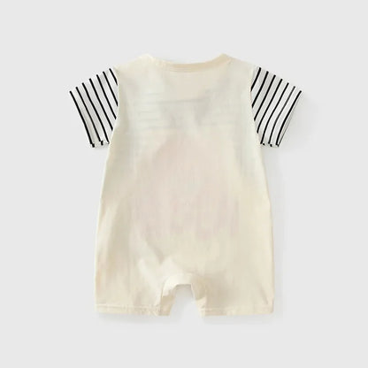 Sommer Baby Overall Cartoon Winnie the Pooh Bequeme Strampler für 0-2 Jahre alte Jungen Mädchen Streifen Kurzarm Bodys.