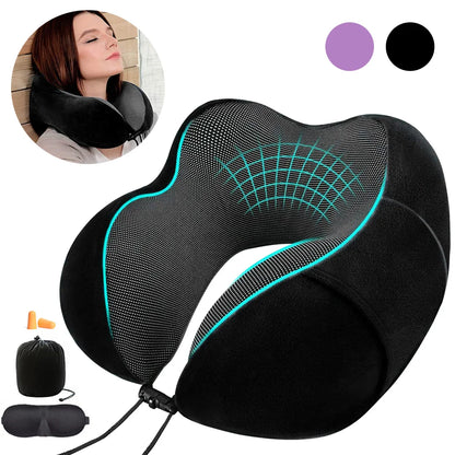 Memory Foam U-shaped Neck Pillow Neck Cushion Soft Neckrest Pad  Portable Travel Pillow Cervical Healthcare Massage Neck Pillow.