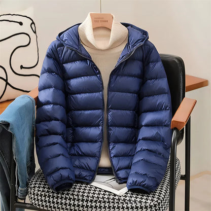 2024 neue Ankünfte Frauen Mit Kapuze Ultra Leichte Packbare Puffer Jacken Herbst Winter Weiße Ente Unten Weiblichen Koreanischen Dünnen Mantel.