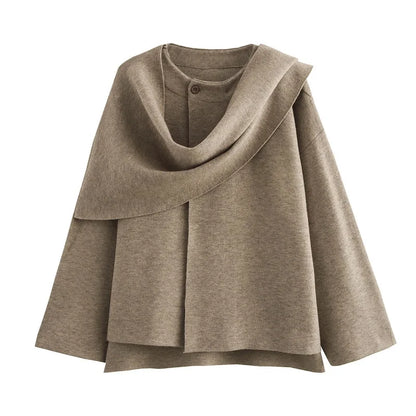 MUJER Plüsch-Wintermäntel für Damen, asymmetrischer Schal, Halbsaison-Jacke für Damen, Parkas, langärmelig, gepolsterter Mantel, Damenjacke