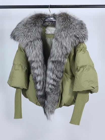 Lose Natürliche Echt Fox Pelz Kragen Mantel Dicke Neue Europäische Mode Weiße Ente Unten Jacke Winter Frauen Warme Luxus Oberbekleidung