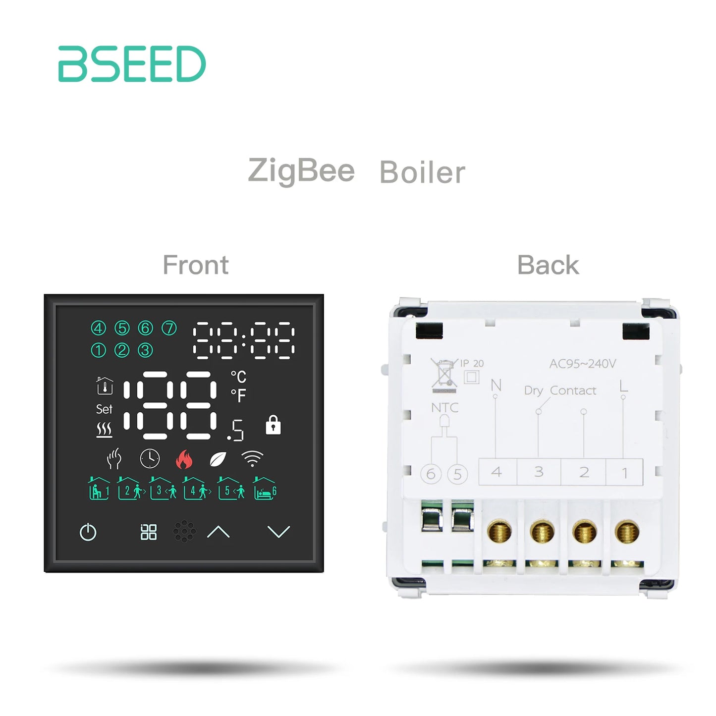 BSEED Zigbee Electric Floor Heating Thermostat LED Sensor Water Gas Boiler Smart Temperature Controller Without Frame Tuya Alexa