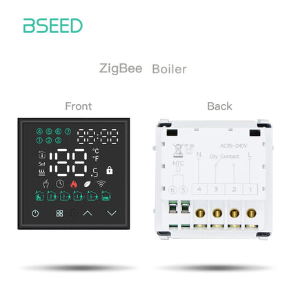 BSEED Zigbee Electric Floor Heating Thermostat LED Sensor Water Gas Boiler Smart Temperature Controller Without Frame Tuya Alexa