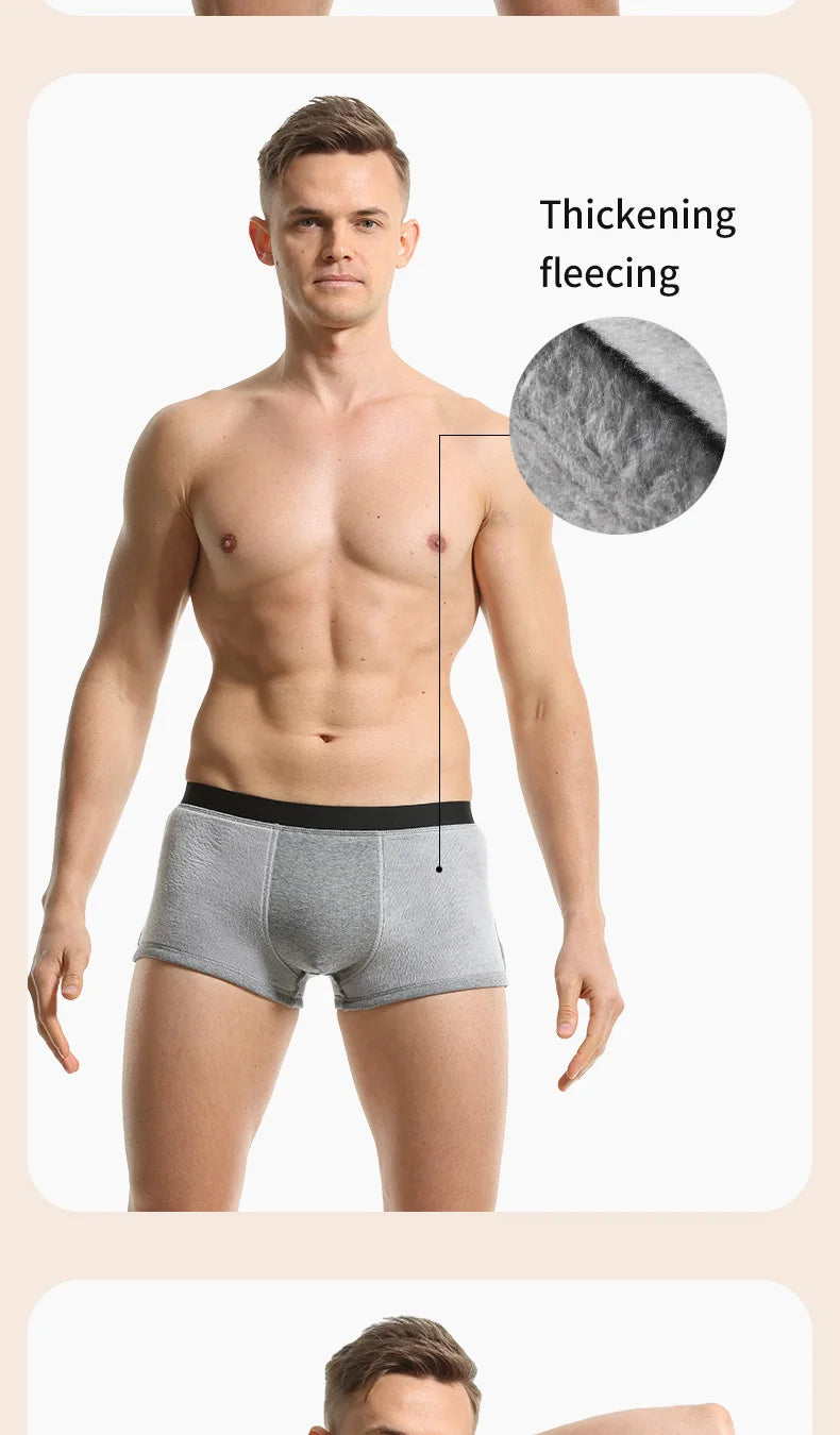 3er-Pack warme Unterwäsche für Herren, Samt und verdickt, Herren-Boxershorts, kältebeständige Shorts für Herbst und Winter, Sport für Jungen