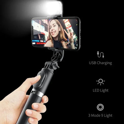 Xiaomi New Selfie Stick 1045mm Wireless Bluetooth Remote Shutter LED Fill Light Extended Stable tripod for Android IOS Cellphone.