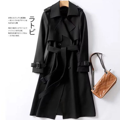 Herbst Winter Langarm Graben Mantel Für Frauen 2024 Mode Lose Büro Dame Lange Outer Jacke Mäntel Weibliche Kleidung