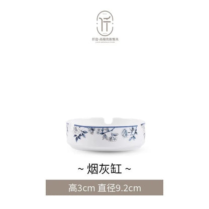 Blue Peacock Bone China Dining Plate Blue and White Kitchen Tableware Flower Ceramic Tableware Home Dining Bar Main Course Plate