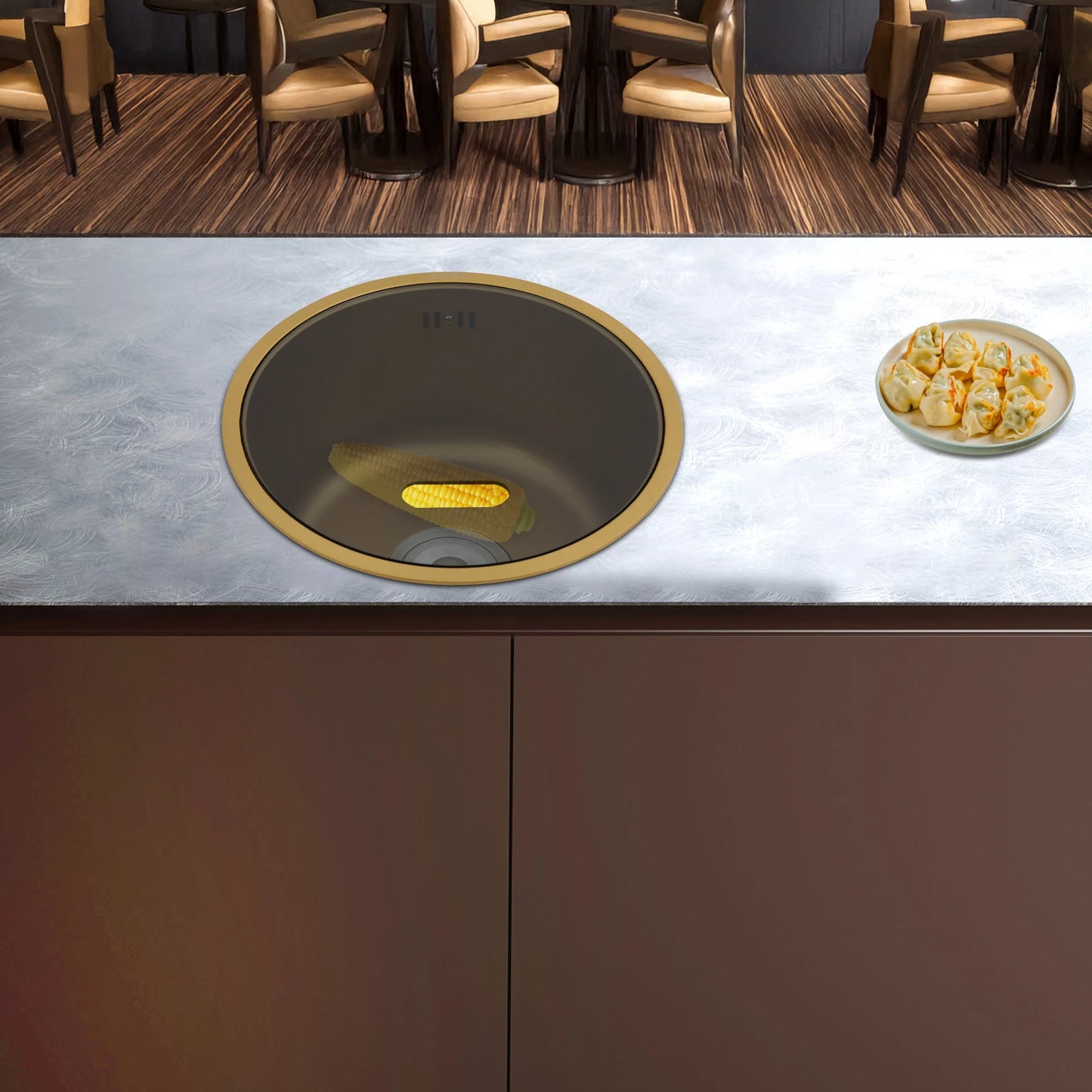 Runde Küchenspüle, Küchenspüle, Einzelschüssel, Spüle, Küchenspüle