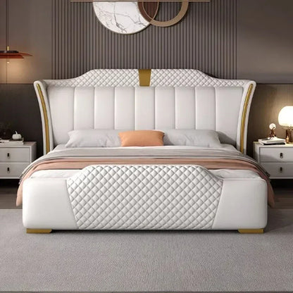 Luxuriöses Doppelbett mit Rahmen, 200 x 200 cm, King-Size-Bett, beleuchtet, 180 x 200, Queen-Size-Bett, luxuriöses, modernes, voll beleuchtetes 2-Personen-Schlafzimmer-Wohnmöbel