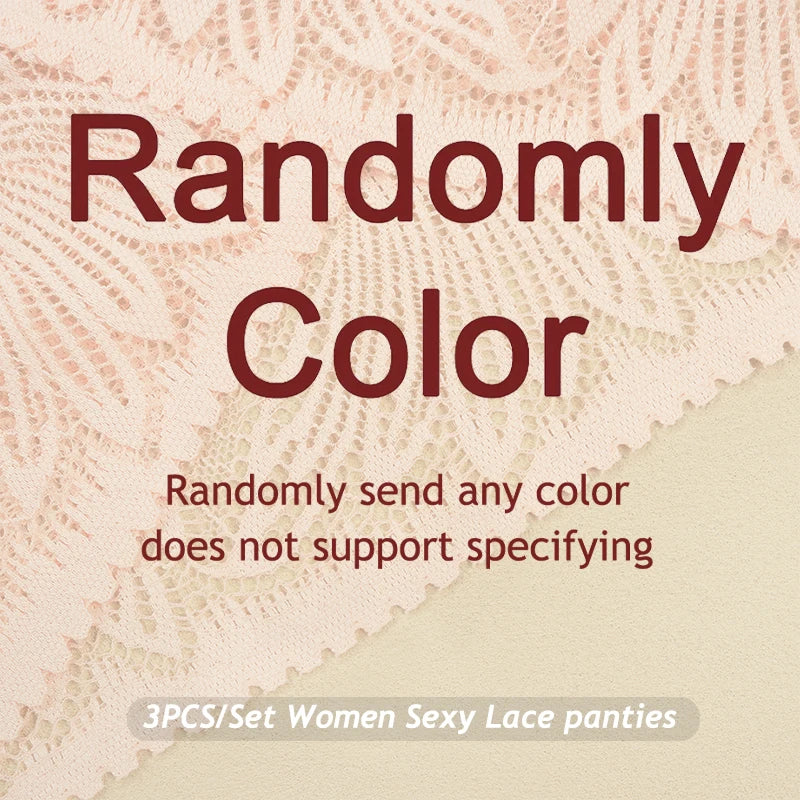 3PCS/Set Women Lace Panties Sexy Low Riase Elastic Brifes Solid Color Perspective Breathable Underwear Ladeis Sexy Lingerie
